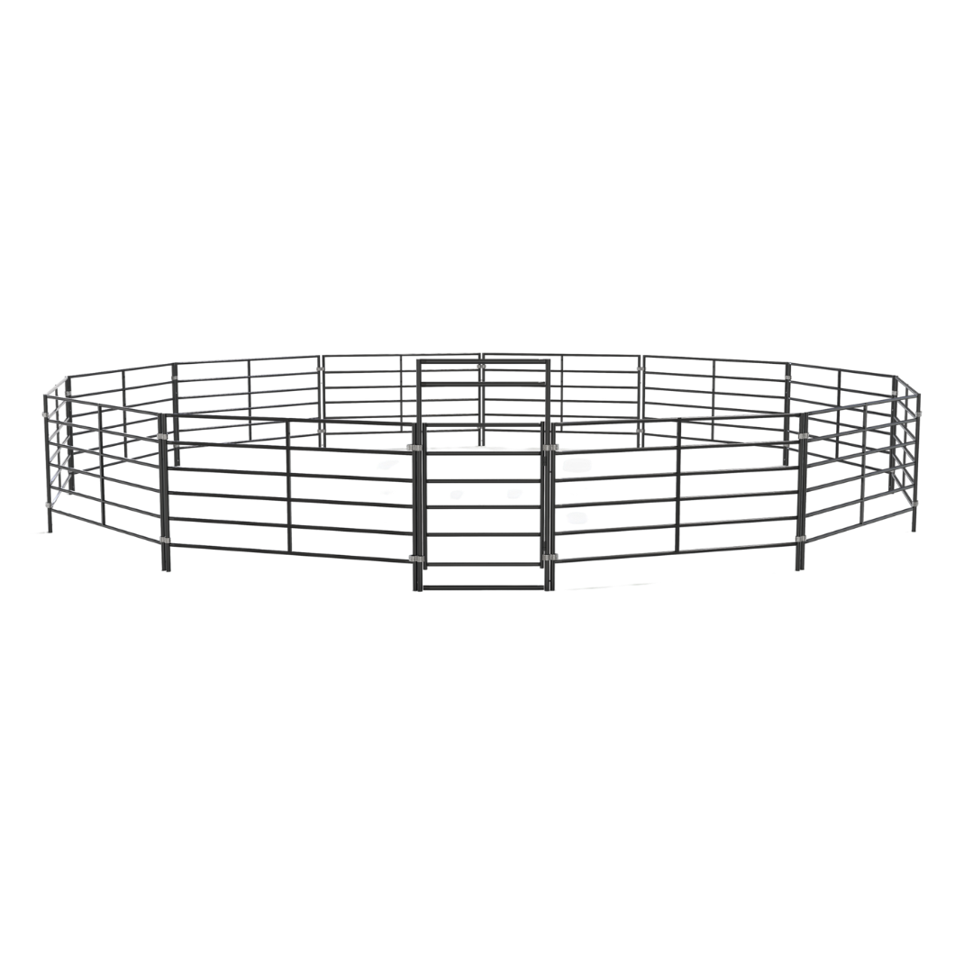 Heavy Duty Mustang 60 Ft Round Pen (5 Rail) corral fence panels